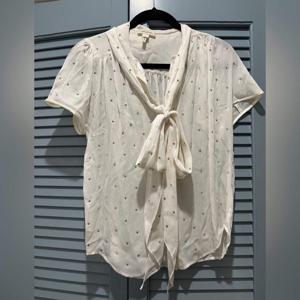 Marc Jacobs silk tie neck blouse with Swarovski crystals